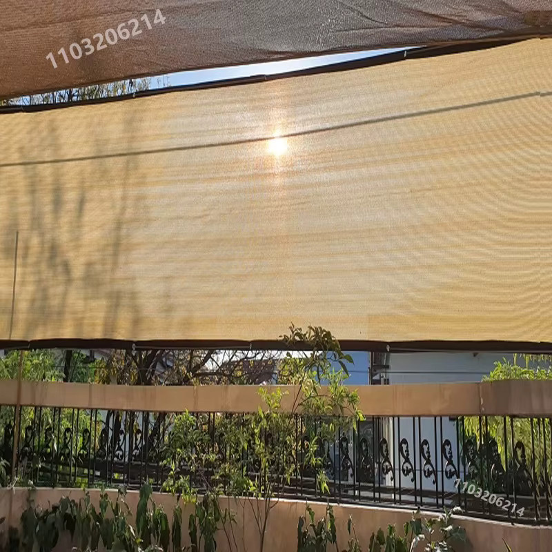 Mehrfarbiges HDPE-Gartenschattennetz mit UV-Schutz für Terrasse und Camping in Blau und Beige - Bild 2