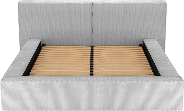 Vente-unique Bett Timano mit Bettkasten und Polsterung in Lichtgrau, B/T/H: 160 x 200 cm - Bild 1