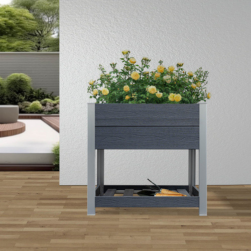 Mr. GARDENER Hochbeet auf Beinen aus WPC und Aluminium in Anthrazit/Grau, B/T/H: 78,5 x 46 x 74 cm - Bild 3