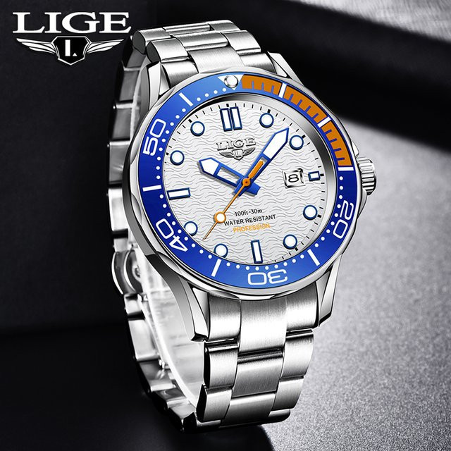 LIGE Armbanduhr Quarz, Edelstahl, Bicolor, Datum, Herren - Bild 1