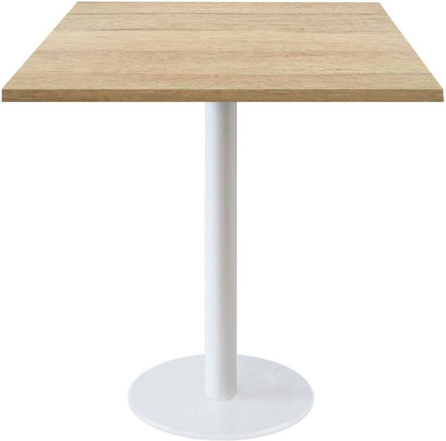 RestooTab Tisch Rome quadratisch in Eiche und Weiß mit zentraler Säule, B/T/H: 70 x 70 x 75 cm - Bild 1