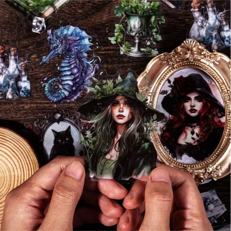 20 Stück dekorative Aufkleber im gotischen Hexen-Stil für Scrapbooking und DIY-Projekte, Mehrfarbig - Bild 2