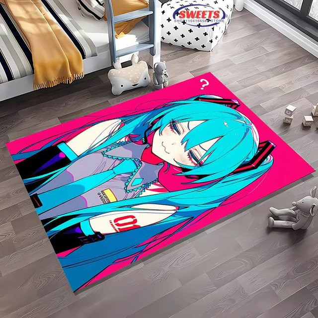 Karpetti Teppich Hatsune Miku Motiv, rutschfeste und waschbare Matte für Wohnzimmer, Schlafzimmer oder Kinderzimmer, B/T: 60 x 40 cm, Multicolour - Bild 1