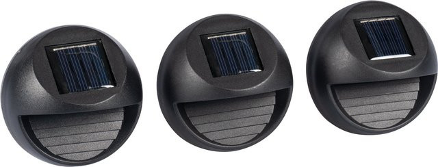 Genialo Solar-LED-Wandspots im 3er-Set, Schwarz, für Außenbereich, Wege und Gärten - Bild 1