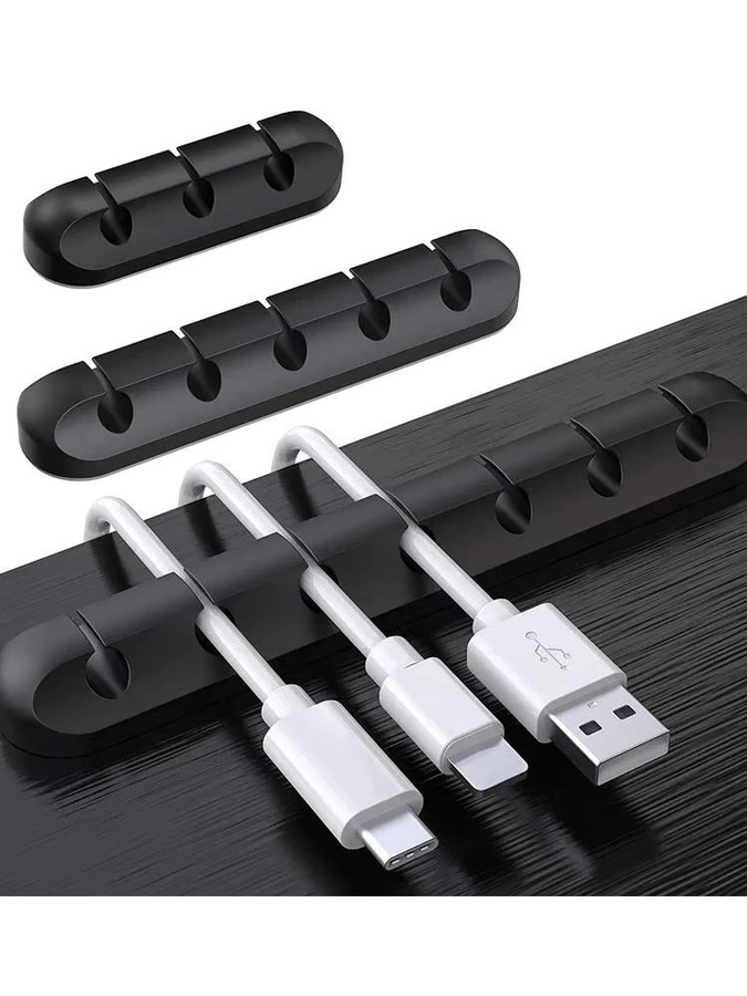 Flexible Silikon-Kabelclips zur Kabelorganisation für USB-C, Maus, Tastatur und Kopfhörer in Schwarz und Weiß - Bild 5