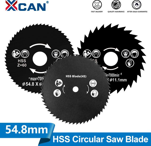 XCAN Mini-Kreissägeblatt HSS-Sägeblatt mit 30T oder 60T für Holz, PVC und Kunststoff, Durchmesser: 54,8 mm - Bild 1