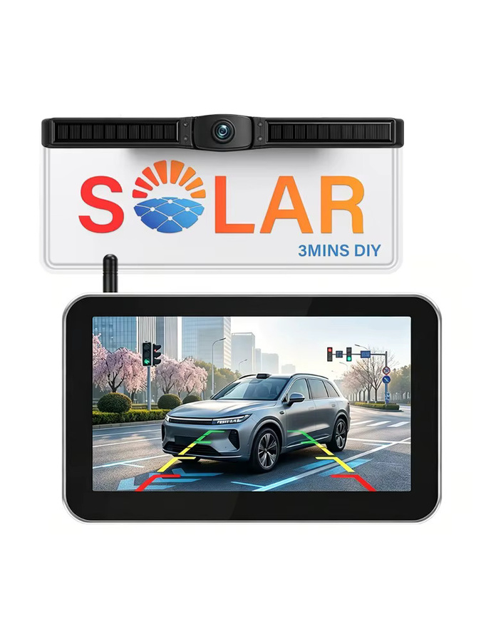 SAMFIWI Solarbetriebene drahtlose Rückfahrkamera mit 7-Zoll-HD-Monitor und WLAN, wasserdicht mit Nachtsicht, Schwarz, für LKW und Transporter - Bild 7