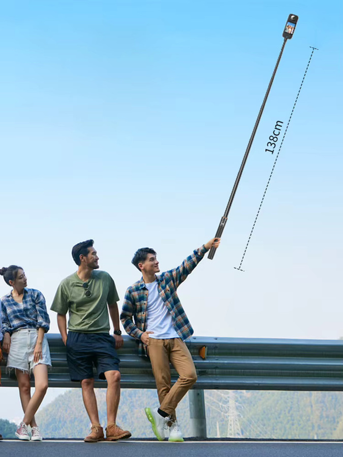 Flymile Ausziehbarer Stativ-Handständer Selfie-Stick für DJI Action 5 Pro, 4, Pocket 3, 4 und GoPro 13 in Schwarz - Bild 4