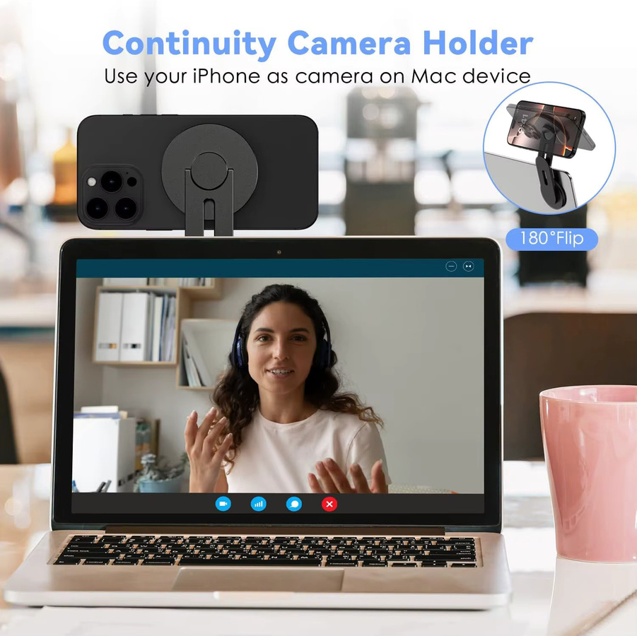 CloudValley Magnetischer Laptop- und Telefonständer, Verstellbarer Kamera-Handyhalter und Faltbarer Ständer für Tesla, PC und Monitor, Schwarz - Bild 5