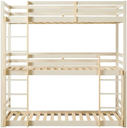 Vente-unique Etagenbett Vagar aus Kiefernholz in Beige, Höhe: 210 cm, Breite: 90 cm, Tiefe: 200 cm