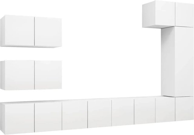 vidaXL 8-teiliges TV-Schrank-Set Modern Weiß aus Holzwerkstoff, Wandmontage, B/T/H: 60 x 30 x 30 cm - Bild 1