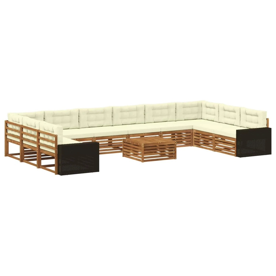 vidaXL Sofagarnitur aus Massivholz Akazie mit 11 Kissen in Beige - Bild 2