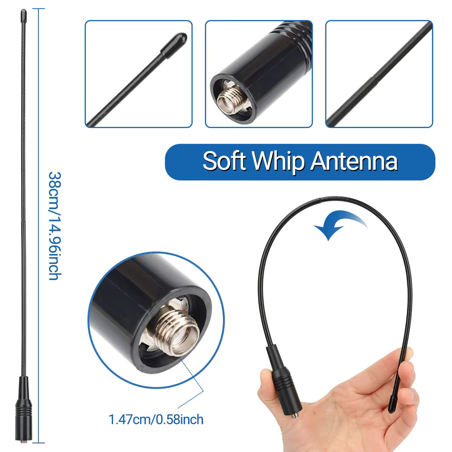ABBREE Walkie Talkie Antenne SMA Weiblich Männlich VHF UHF Tri-Band GMRS für BaoFeng UV-5R BF-888S Quansheng UV-K5 K6 Ham Radio in Schwarz - Bild 3