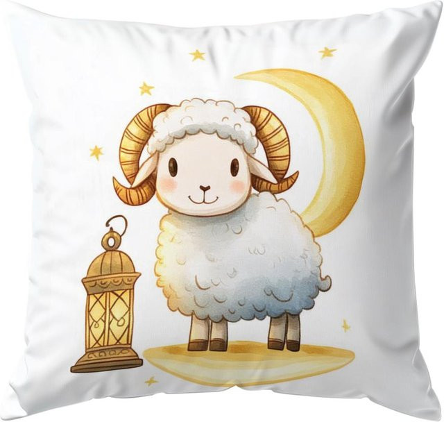 Dekokissen Kissenbezug Eid Al-Adha Schaf und Mond aus Polyester, B/H: 18 x 18 cm - Bild 1