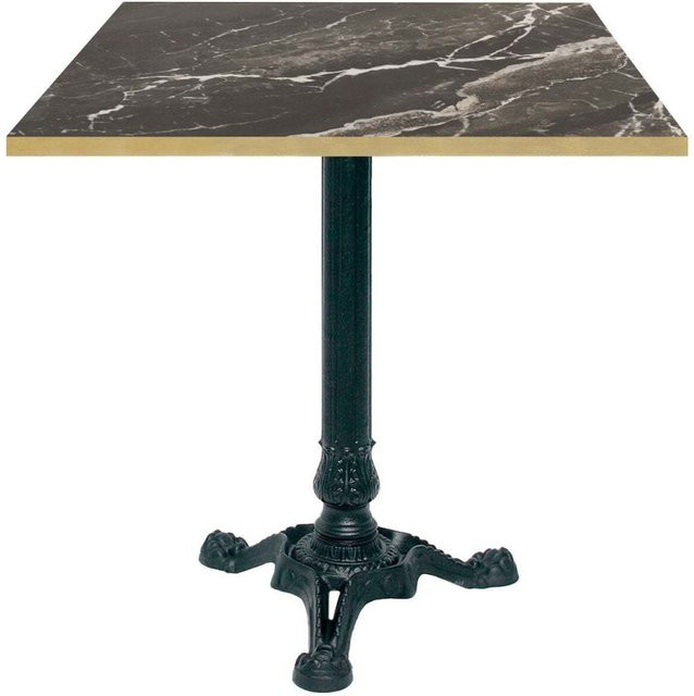 RestooTab Bistrotisch quadratisch in Schwarz und Braun mit Messingkanten, B/T/H: 70 x 70 x 75 cm - Bild 1