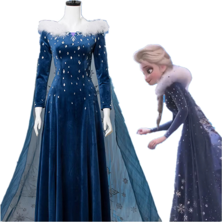 Schneestil Prinzessinnenkleid-Set, Cosplay-Kostüm, Blau - Bild 3