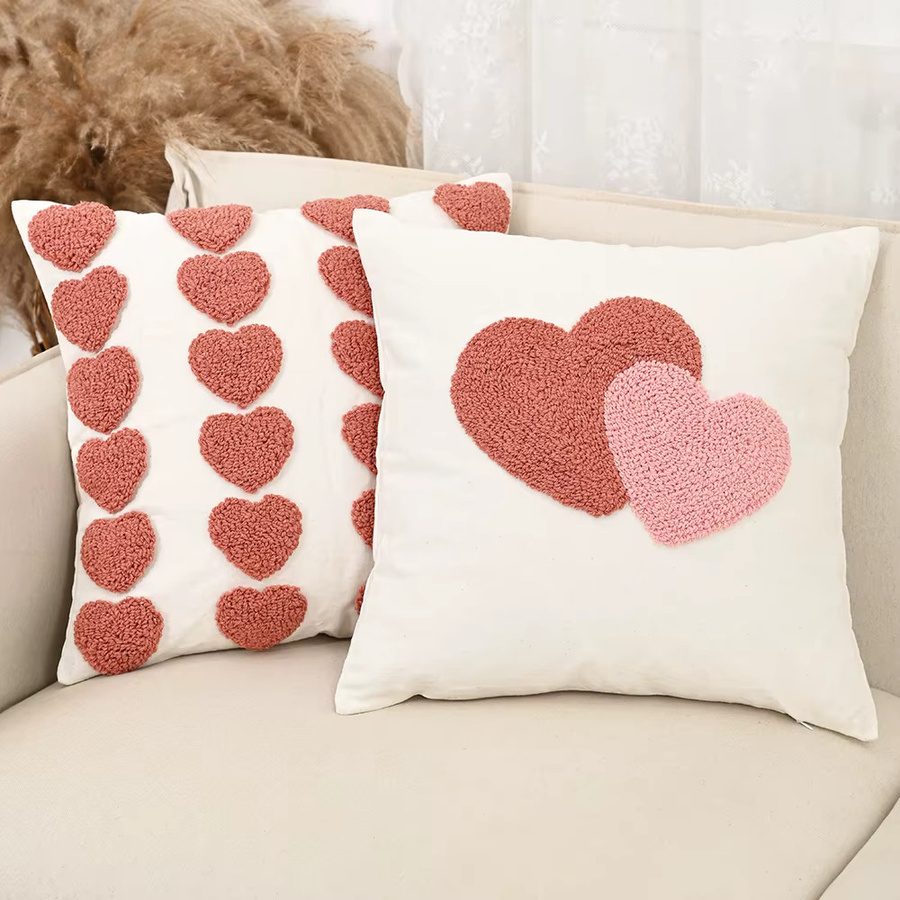 BUYNOW Herzförmiger Plüsch-Kissenbezug in Weiß, B/B: 45,7 x 45,7 cm - Bild 1