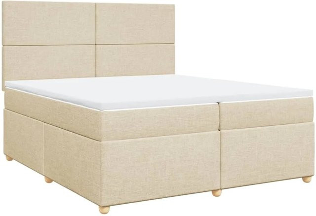 vidaXL Boxspringbett Hybrid mit Matratze und Taschenfederkern in Creme, B/T/H: 200 x 200 x 140,5 cm - Bild 1