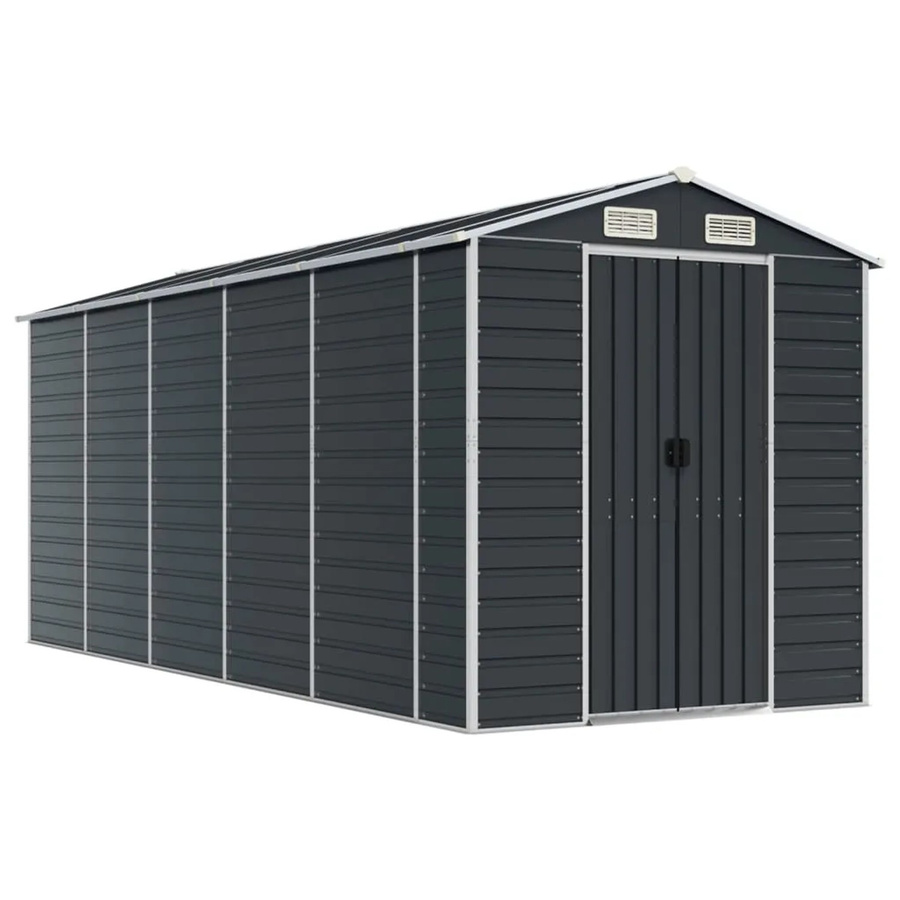 vidaXL Gartenhaus aus verzinktem Stahl in Anthrazit mit Schrägdach, B/T/H: 191 x 470 x 198 cm - Bild 2