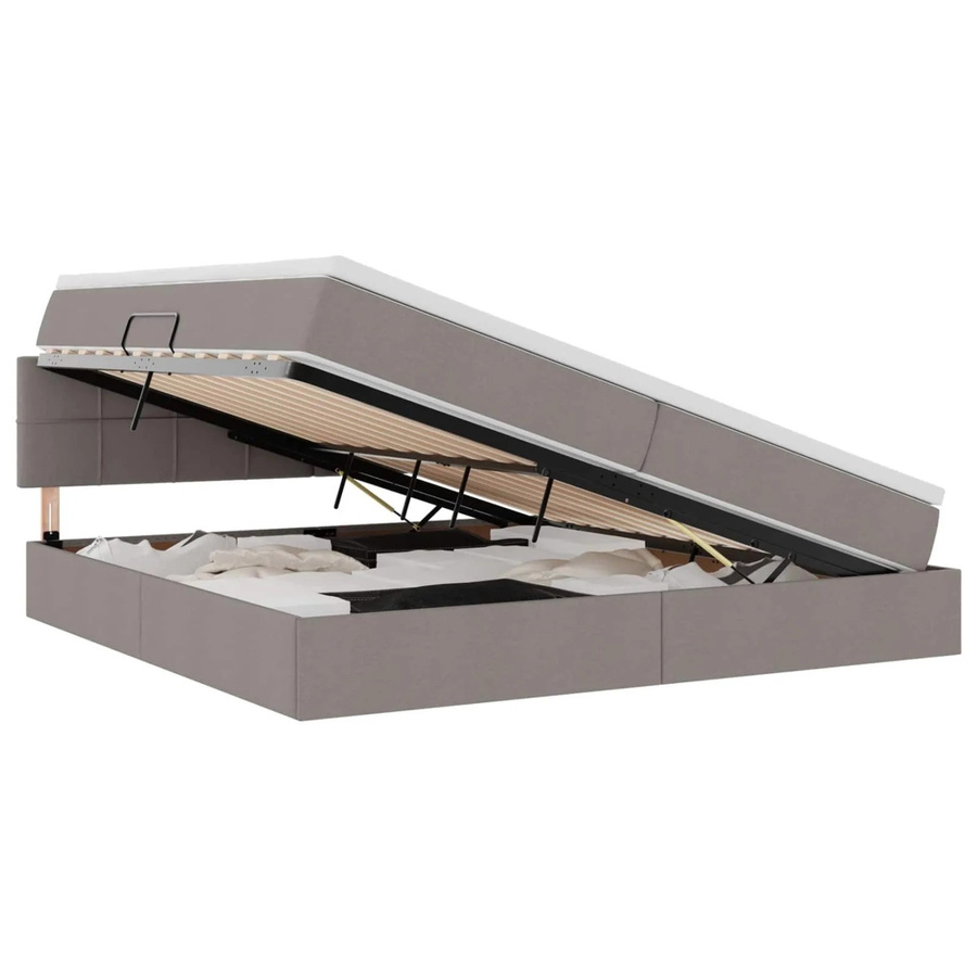 vidaXL Bett mit Stauraum und LED in Taupe, B/T: 200 x 200 cm - Bild 2