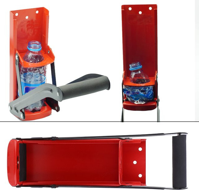 Fdit Flaschenbrecher und Dosenbrecher aus rotem Stahl mit Gummigriff für 500 ml Flaschen und Kunststoffflaschen-Recycling, B/T/H: 32,5 x 10,0 cm - Bild 1