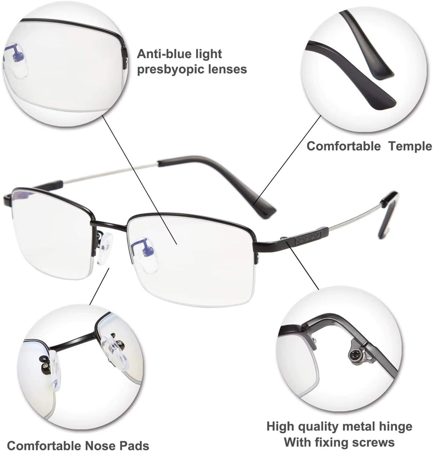 ISENGHUO Lesebrille Unisex, Metall, rectangular, black - Bild 1