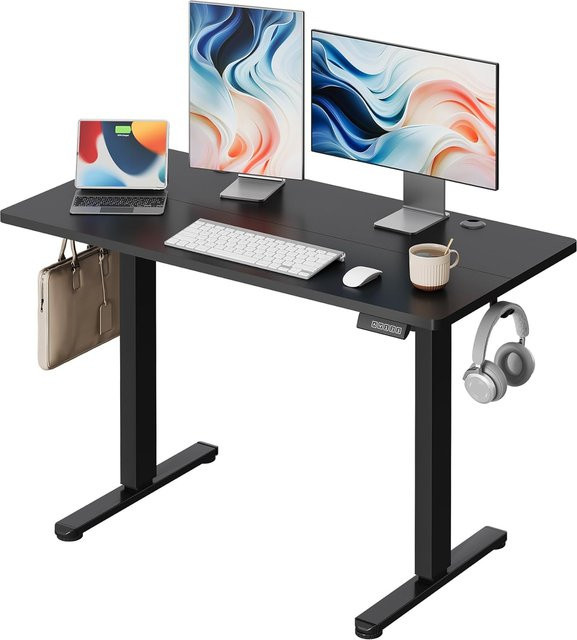 DEVAISE höhenverstellbarer Schreibtisch mit elektrischem Motor, ergonomischer Sitz-Steh-Tisch für Home Office, Schwarz, B: 120 cm, T: 60 cm, H: 72–118 cm - Bild 1