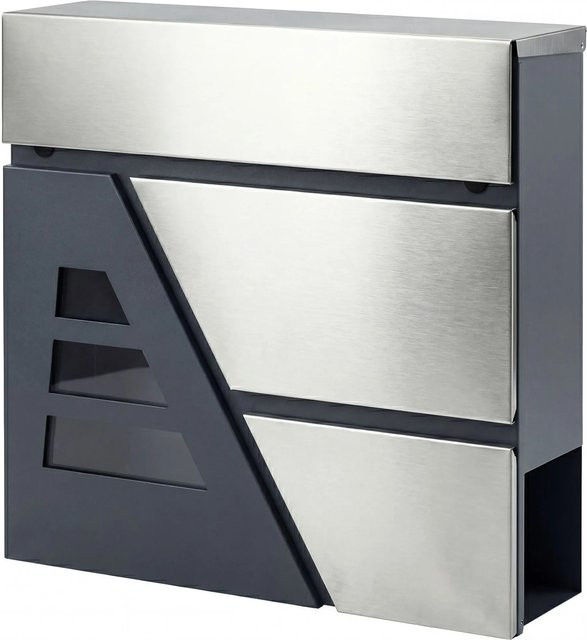 HOMCOM Briefkasten aus Edelstahl und Metall in Dunkelgrau, B/T/H: 37 x 10 x 37 cm - Bild 1