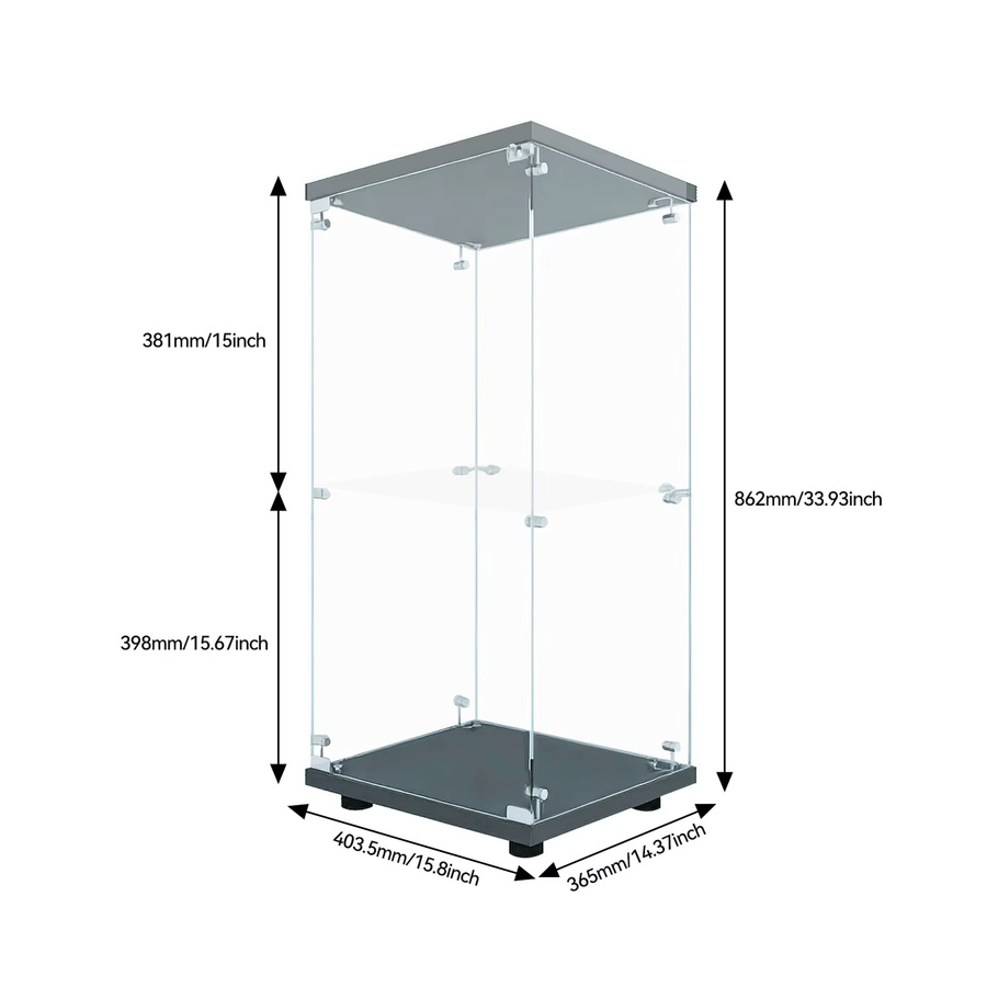 Rosahqnda Glasvitrine in Weiß mit LED-Beleuchtung, vertikale 2-stöckige Vitrine aus Glas und Holz für Sammlerstücke und Bücher - Bild 2