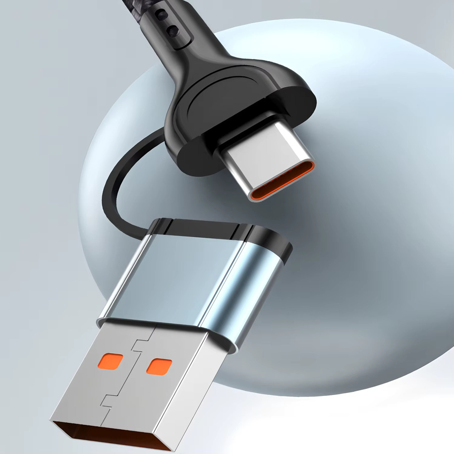 BESY 3-in-1 USB-C und Micro-USB Ladekabel mit 240W Leistung, Länge: 1,2 m, Farbe: Schwarz - Bild 5