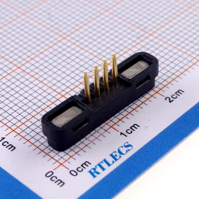 RTLECS Magnetischer Pogo-Pin-Steckverbinder 4-Wege in Schwarz für DC-Stromversorgung, Laden und Datenübertragung mit 1,8 mm Rastermaß - Bild 2
