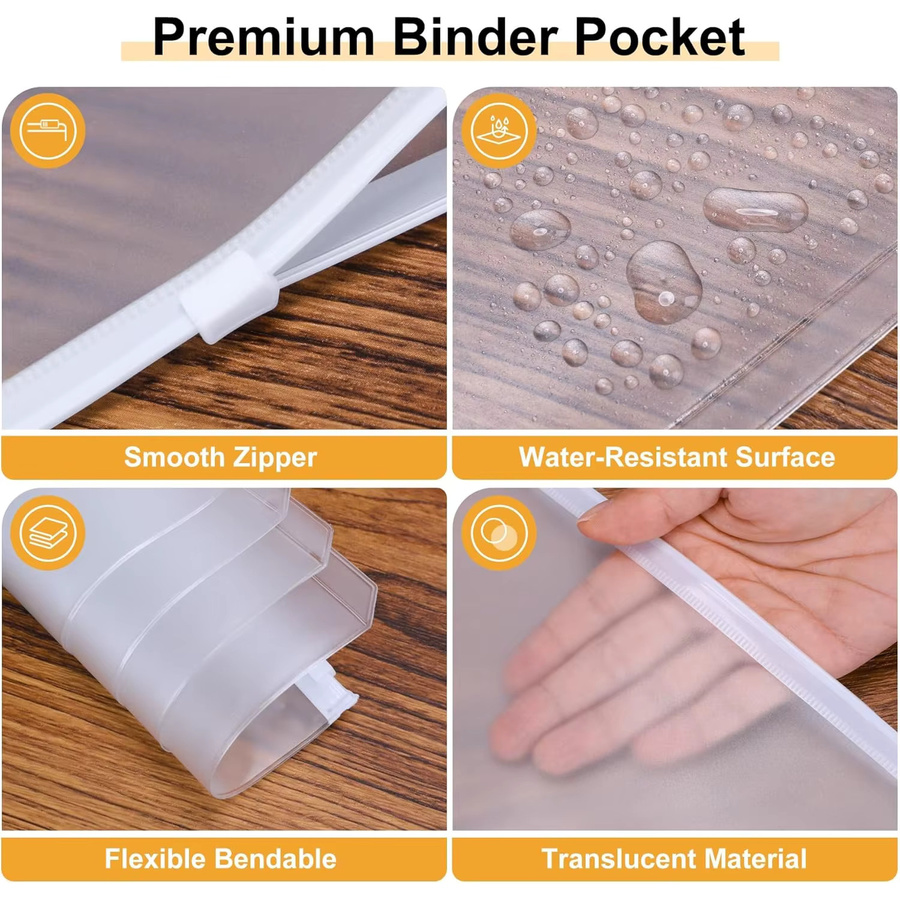 10 transparente Bindertaschen A5 mit 6 Löchern aus Kunststoff für Budgetplaner und Ordner - Bild 4