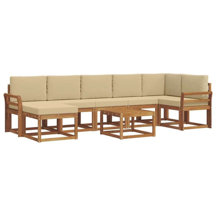 vidaXL Outdoor-Sofagarnitur 8-teilig aus Akazienholz mit Kissen in Natur und Beige - Bild 2