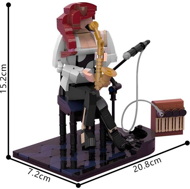 Gobricks Jazz-Saxophonist, Bausteine, ab 14 Jahren, grau - Bild 1