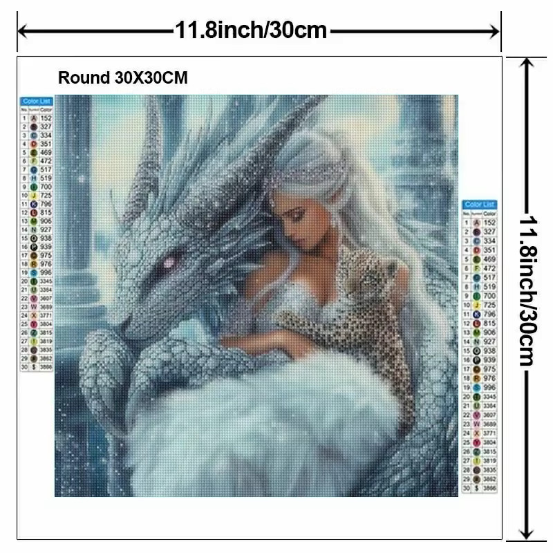Potdemiel 5D DIY Diamantmalerei Set Drache und Mädchen Mosaik Kreuzstich Kit Multicolor, Breite: 20 cm, Höhe: 20 cm - Bild 2