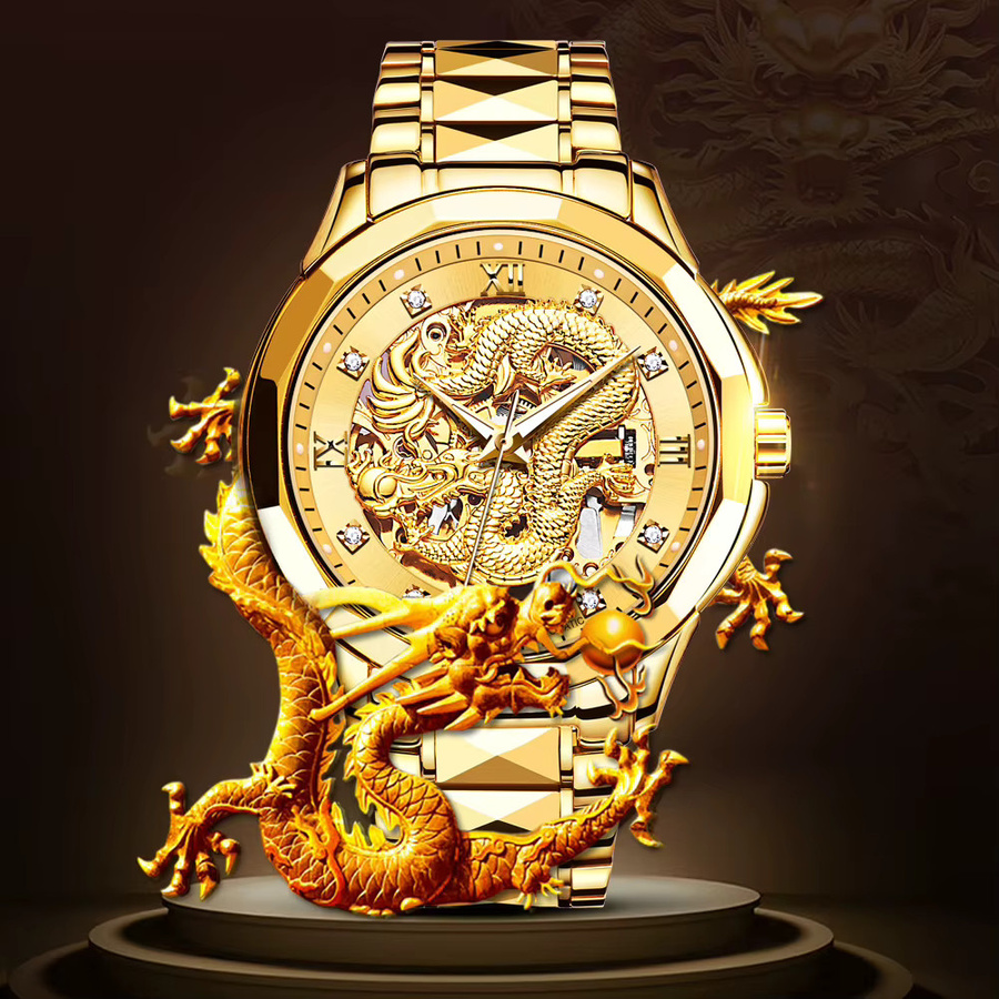 JSDUN Armbanduhr Automatik, Edelstahl, Gold, Herren - Bild 4