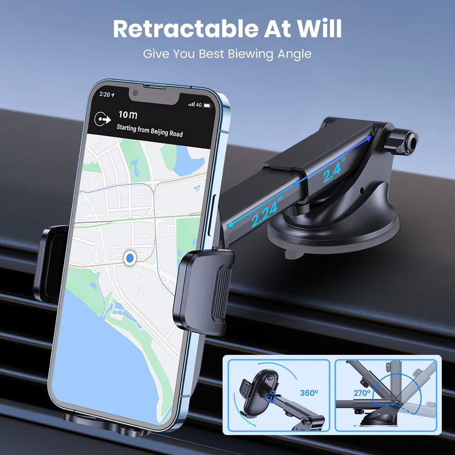 TOPK 3-in-1 Autotelefonhalterung in Schwarz, universelle Halterung für Armaturenbrett und Lüftungsschlitz als Freisprechständer für dein iPhone - Bild 4