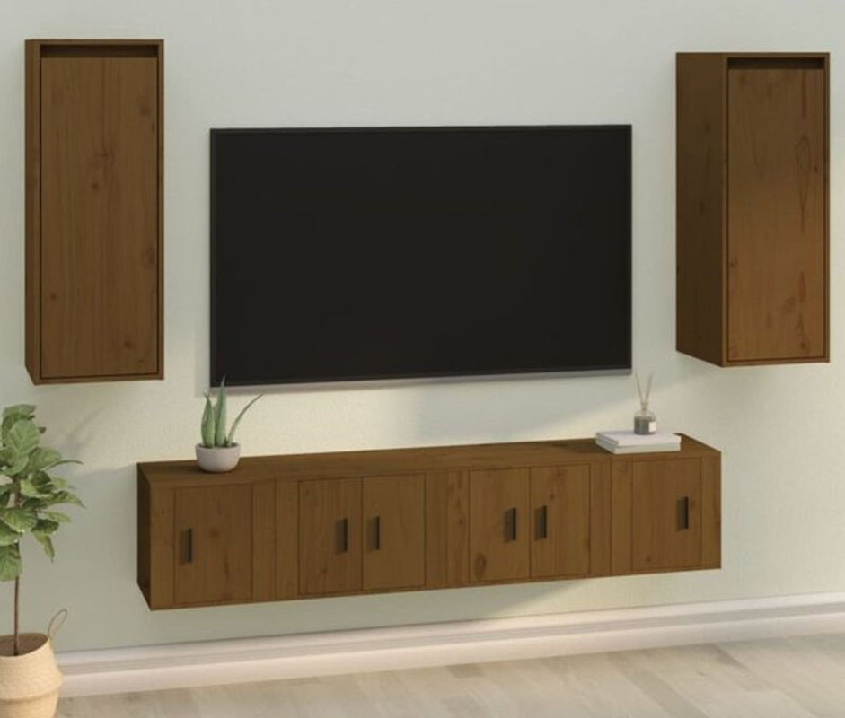 2er-Set Wandschränke aus Massivholz Kiefer in Braun im Landhausstil von vidaxl, B/T/H: 30 x 30 x 80 cm - Bild 1