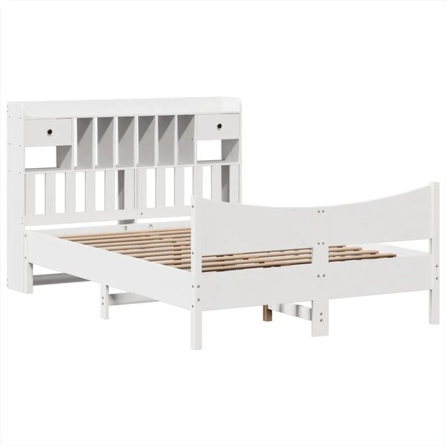 vidaXL Massivholzbett aus Kiefernholz mit Schubladen in Weiß, Rustikaler Stil, B/T/H: 160 x 200 x 110 cm - Bild 1