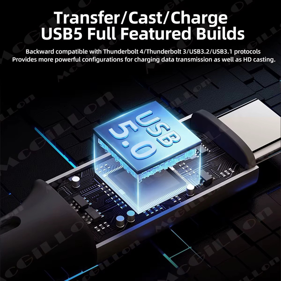 MCGILLON USB5-Kabel mit 80Gbps und 240W für Thunderbolt 5 und USB-C Schnellladung, 8K Datenübertragungskabel für Laptop und USB-C zu C Verbindung - Bild 3