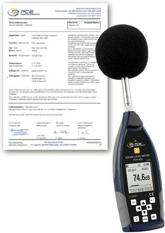 PCE Schallpegelmesser PCE-432-ICA Klasse 1 mit GPS und ISO-Kalibrierzertifikat in Schwarz - Bild 1