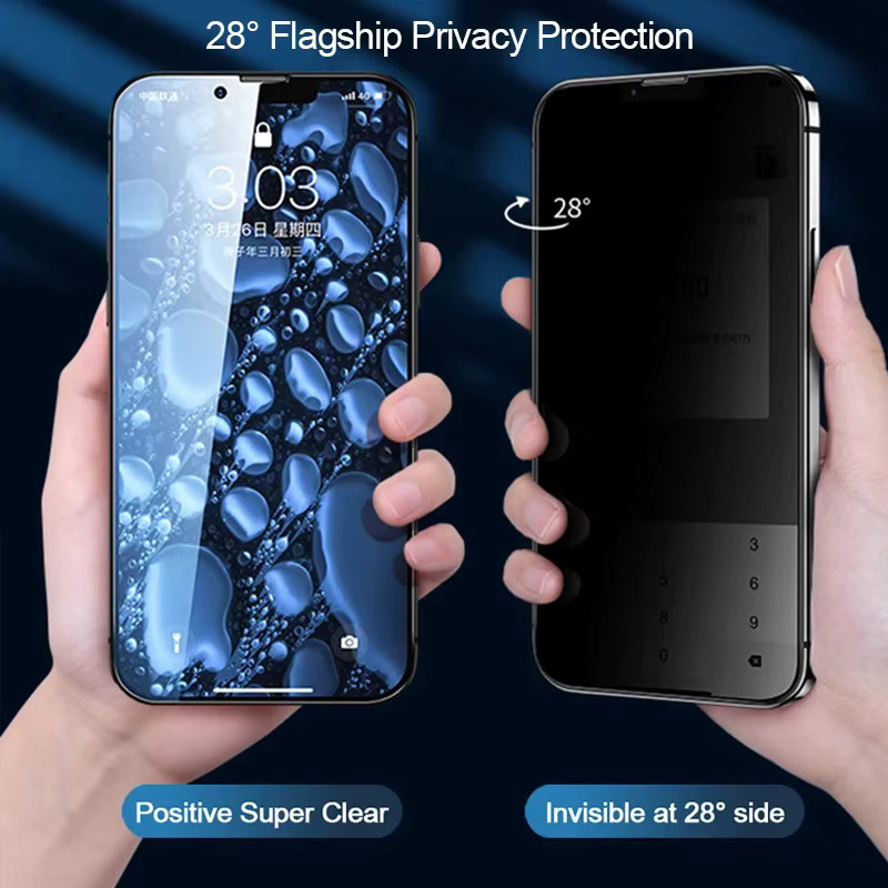Xiaomi Anti-Spionage Sichtschutzfolie aus gehärtetem Glas für Redmi Note 13 14 15 Pro Plus und Note 14 15, transparent, inklusive Installationswerkzeug - Bild 3
