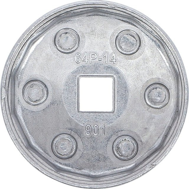 BGS Ölfilterschlüssel 14 Kant Ø 64 mm aus Aluminium in Silber für Daihatsu, Fiat, Nissan und Toyota (1/2 Zoll) - Bild 1