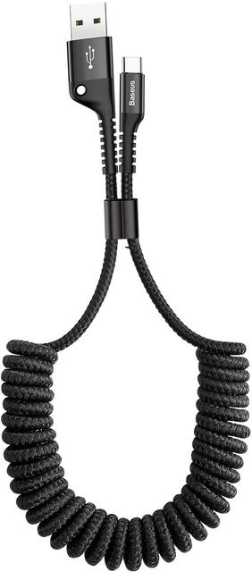 Baseus Fish Eye Spring Daten- und Ladekabel USB-A auf USB-C, 18W, Schwarz, Länge: 1 m - Bild 1