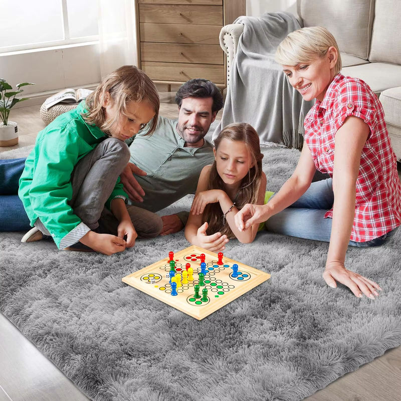VIKAMA Ultra-weicher flauschiger Teppich in Grau für Wohnzimmer, Schlafzimmer und Kinderzimmer - Bild 4