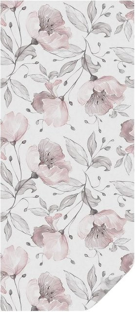 Tulup Buntglasfolie Rosenblätter Selbstklebend Sichtschutz Fensterfolie Schwarzweiß Pink, Breite: 50 cm, Höhe: 116 cm - Bild 1