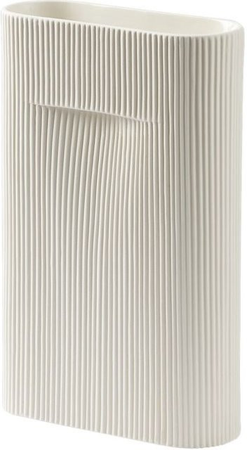 Muuto Ridge Vase aus Keramik in Weiß mit Streifenmuster im minimalistischen Design - Bild 1