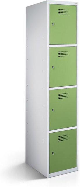 rotstahl Fächerschrank mit 4 Fächern in Hellgrün und lichtgrauem Korpus, B/T/H: 40 x 50 x 180 cm - Bild 1