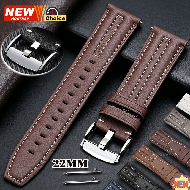 HQstrap Uhrenarmband Leder, Schwarz, Vintage, Unisex, 22mm - Bild 1