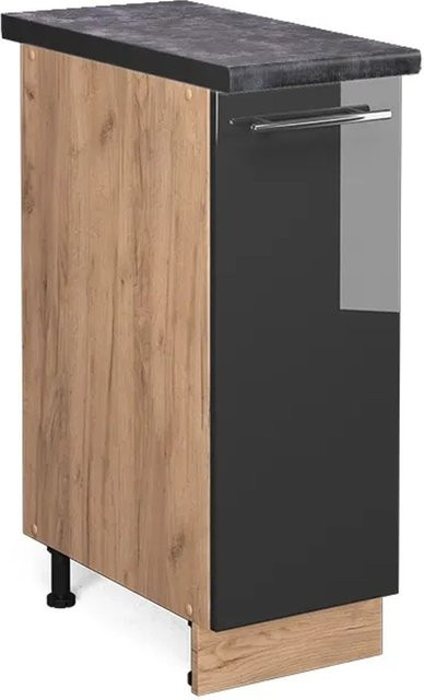 Vicco Apothekerschrank Fame-Line Anthrazit Hochglanz und Goldkraft Eiche, B/T/H: 30 x 60 x 82 cm - Bild 1
